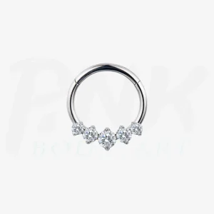 Argola Frente 5 Zirconias Cubicas